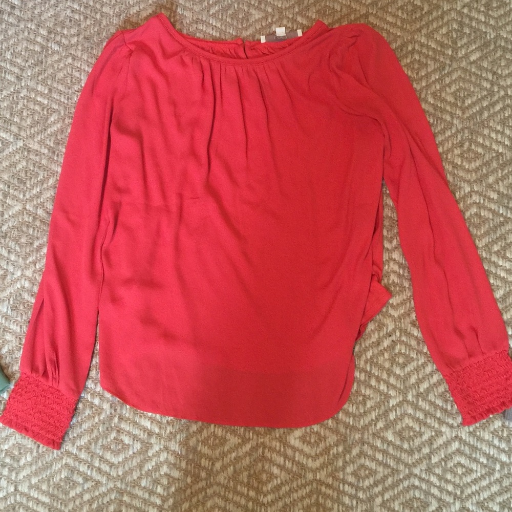 Coral long sleeve blouse